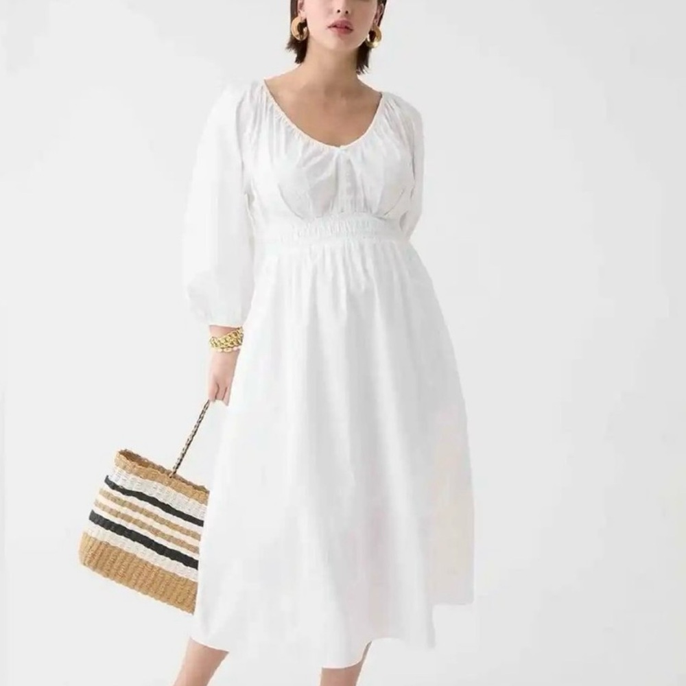J.Crew v-neck midi dress in cotton poplin